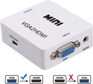 VGA to HDMI Adapter Werleo 1080P Full HD Mini VGA to HDMI Audio Video Converter Adapter Box With USB Cable and 3.5mm Audio Port Cable Support HDTV for PC Laptop Display Computer Mac Projector