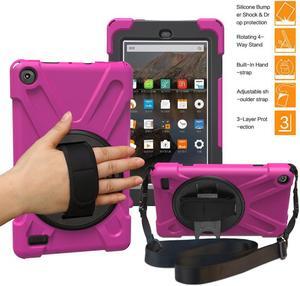 All-New Fire HD 8 2017 Release 7th Generation Only Werleo Three Layer Armor Defender Full Body Protective Case Cover with Hand strap shoulder strap For Amazon Kindle Fire HD 8 2017 Tablet Case