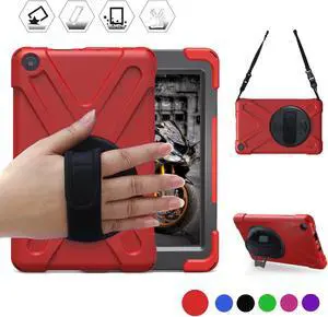 All-New Fire HD 8 2017 Release 7th Generation Only Werleo Three Layer Armor Defender Full Body Protective Case Cover with Hand strap shoulder strap For Amazon Kindle Fire HD 8 2017 Tablet Case