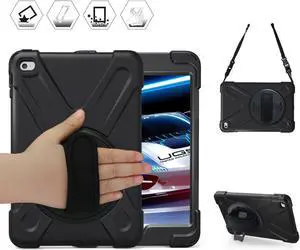 Werleo for iPad Mini 4 Case Cover with Kickstand Adjustable Shoulder Strap Shockproof Full Body Rugged Drop Protection Silicone Hard Bumper Protective Case for iPad Mini 4th Gen a1538 a1550 Shell