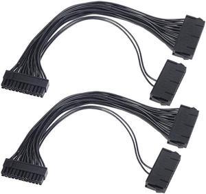 Power Supply Splitter, Dual PSU Cable Adapter 24 Pin 20+4 Pin ATX Motherboard Adapter Extension Cable Dual 24-Pin Mining Power Adapter 12 Inch (30CM) (2-Pack)