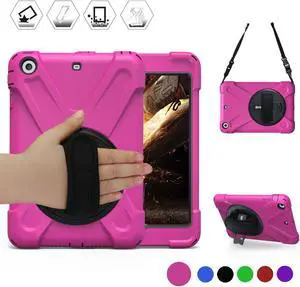 iPad Mini Case iPad Mini 1 2 3 Case Cover with 360 Degree Rotating Kickstand Hand Grip Strap Shoulder Strap ShockProof Rugged Hybrid Protective Case For Apple iPad Mini 1 2 3 Shell