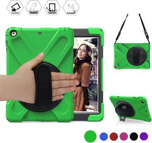 iPad Air 2 Case 2014 Release Heavy Duty Carrying Protective Case With 360 Degree Stand Handle Hand Grip Shoulder Strap For Apple Tablet iPad Air 2nd Generation Shockproof Cover Skin A1566 A1567 Shell