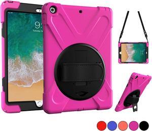 iPad Air 2 Case 2014 Release Heavy Duty Carrying Protective Case With 360 Degree Stand Handle Hand Grip Shoulder Strap For Apple Tablet iPad Air 2nd Generation Shockproof Cover Skin A1566 A1567 Shell