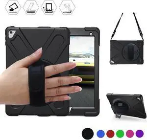 Werleo iPad Pro 9.7 Case ipad 9.7 Case Shockproof Full-Body Heavy Duty Protective Case with a 360 Degree Swivel Kickstand Hand Strap Shoulder Strap for Apple iPad Pro 9.7 inch Model A1673 A1674 A1675