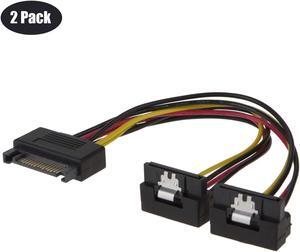 SATA Power Cable Werleo [2-PACK] 8 Inch SATA 15 Pin Male to 2x SATA 15 Pin Down Angle Female Power Splitter Cable Cord