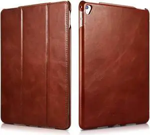 iPad Pro 9.7 Leather Case Vintage Genuine Leather Side Open Flip Folio Style Smart Cover in Ultra Slim Design with Stand & Auto Wake / Sleep Functions for Apple iPad Pro 9.7 Inch Cover
