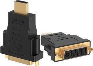 2 Packs DVI to HDMI Adapter Bi-directional HDMI Male to DVI Female Converter Gold-Plated 1080P DVI to HDMI Conveter Black