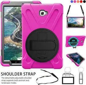 Galaxy Tab A 10.1 Without S Pen Case Werleo Carrying Rugged Protective Case with Handle Hand Grip Shoulder Strap & 360 Degree Stand Samsung Tab A 10.1 Tablet Cover Skin SM-T580 T585 Case for Kids