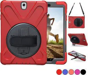 Galaxy Tab S2 9.7 Case Werleo Full-Body Shockproof Anti-Slip Protective Case with 360 Degrees Rotatable Kickstand Hand Strap &  Shoulder Strap for Samsung SM-T810 SM-T815 SM-T813 Tablet Cover