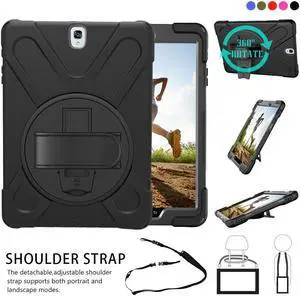 Samsung Galaxy Tab S3 9.7 Case Shock Proof Heavy Duty Full Body Protective Cover With Stand hand strap and shoulder strap for Samsung Galaxy Tablet SM-T825 SM-T820 Case Shell