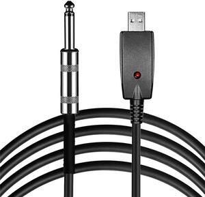 USB Guitar Cable Werleo 10 feet USB Interface Male to 6.35mm 1/4" Mono Male Electric Guitar Cable Studio Audio Connector Cords Adapter for Instruments Recording Singing