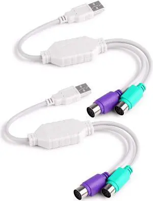 Werleo 2-Pack Dual PS2 to USB Adapter for PS/2 Port Mouse and Keyboard Support KVM Switch