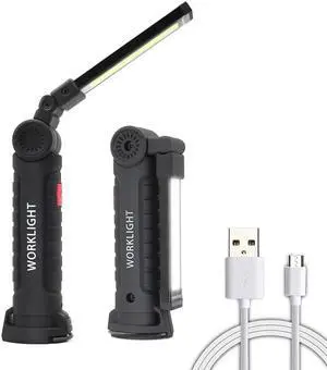 COB LED Work Light Werleo USB Rechargeable Pocket LED Light COB Lamp 360° Rotate 5 Lighting Modes + Magnetic Base and Swivel Hook Water-Resistant Inspection Work Light Portable Torch Light