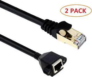 Werleo 2-Pack Ethernet Extension Cable CAT 5E RJ45 Male to Female Shielded LAN Network Patch Cord  LAN Network Cable with Gold Plated Plug Black