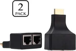 Werleo HDMI to RJ45 Network Extender Converter Adapter HDMI Extender 30M HDMI to Dual RJ45 Network Cable Extender Splitter Repeater by Cat 5e Cat 6 1080P for HDTV HDPC PS3 STB