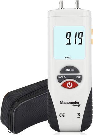 Digital Manometer WERLEO Digital Air Pressure Meter and Differential Pressure Gauge HVAC Gas Pressure Tester Large LCD Display with Backlight - Battery Included