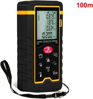 Laser Distance Measurement 328FT / 100M High Precision Waterproof Handheld Digital Laser Measure w/ LCD Backbit Volume Area Pythagorean Continuous Measurement - Carry Pouch Lanyard & Battery Included