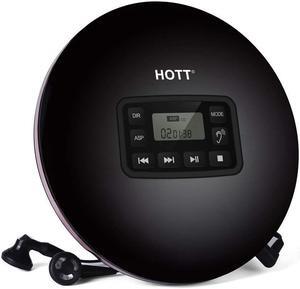 Portable CD Player HOTT Walkman CD Player LCD Display Anti-Skip Protection Shockproof Function Only Support 5 Formats CD CD-R CD-RW MP3 CD-DA WMA Audio Files Black
