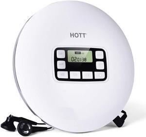 Portable CD Player HOTT Walkman CD Player LCD Display Anti-Skip Protection Shockproof Function Only Support 5 Formats CD CD-R CD-RW MP3 CD-DA WMA Audio Files White