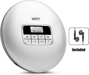 Portable CD Player HOTT Personal Compact Disc Player LCD Display with Headphones Compact Walkman CD Player with Electronic Skip Protection Anti-Shock Function Silver