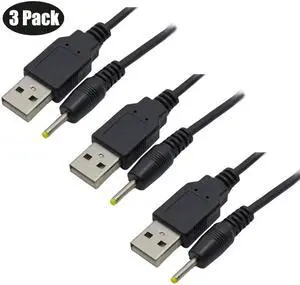 Werleo 3 Packs 3FT USB 2.0 A Type Male to DC 2.5 x 0.7mm 5V DC Barrel Jack Power Cable Cord Black Usb to 5V Power Cable Usb to Dc Power Cable