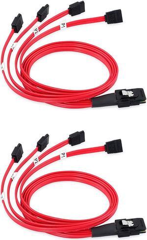 Werleo 2 Pack 1.6ft Mini SAS to 4 SATA Cable sas breakout cable Mini SAS Male SFF-8087 to 4 SATA female Cable Multi-Lane Mini SAS Host Internal Cable to target HDD Hard Drive Splitter Cable