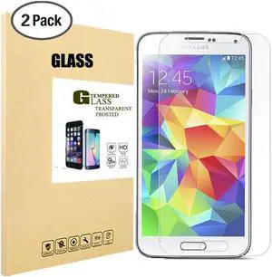 2 Pack Galaxy S5 Screen Protector Werleo 0.26mm Thin [Bubble Free/HD Clear/Anti-Scratch/Anti-Glare/Anti Fingerprint] Premium Tempered Glass Screen Protector for Samsung Galaxy S5 Protective Skin Cover