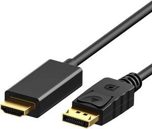 DP to HDMI Cable Male to Male Gold Plated Displayport to HDMI Video Cable Adapter DisplayPort to HDTV Monitor Cable Converter Support 1080P