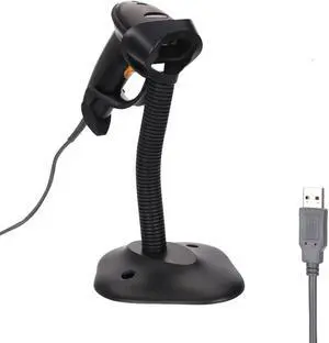 Werleo Barcode Scanner 1D USB Handfree Automatic Barcode Scanner Reader Wired Handheld Barcode Scanner POS Scanning Reader with Adjustable Stand Holder for Supermarket Warehouse Retail Stores