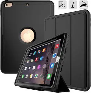 New iPad 9.7 2017 2018 Case Werleo Heavy Duty Full Body Rugged Protective Case Cover Auto Sleep Wake Up Stand Folio Case Three Layer Hard Bumper Case for Apple iPad 9.7 inch 2017 2018 Release 5th 6th