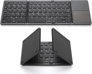 Foldable Bluetooth Keyboard Werleo Pocket Size Portable Ultra Slim Mini Bluetooth Wireless Keyboard with Touchpad for Android IOS Smart Phone Windows PC Tablet with Rechargable Li-ion Battery