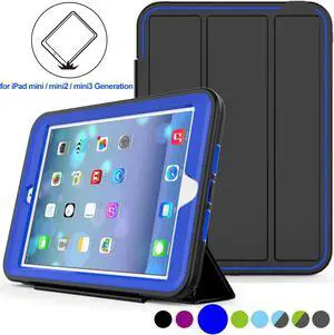 Werleo iPad Mini 1 2 3 Case Three Layer Shock Proof Protective Case iPad Mini Case iPad Mini 3 Case iPad Mini 2 Case Smart Cover with Auto Sleep Wake & PU Leather Folio Stand Function