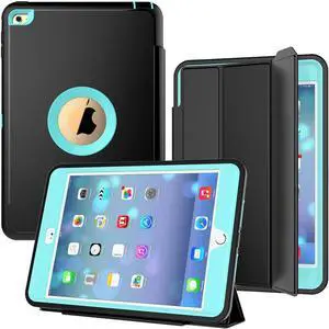 iPad Mini 4 Case WERLEO Three Layer Drop Protection Rugged Protective Cover Heavy Duty iPad Mini Stand Case with Magnetic Smart Auto Wake Sleep Cover for Apple iPad Mini 4 Smart Case