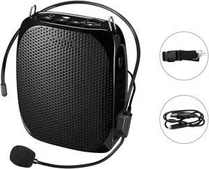 Werleo Portable Rechargeable Mini Voice Amplifier With Wired Microphone Headset and Waistband Supports MP3 Format Audio for Teachers Singing Coaches Training Presentation Tour Guide