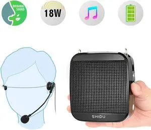 Portable Voice Amplifier SHIDU 18W Personal Wired Microphone Headset and Speaker Mini Waistband Pa System for Teachers Coaches Elderly Singing Classroom Tours Fitness Instructors Kids
