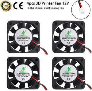 Werleo 4pcs 3D Printer Fan 12V 0.08A DC Mini Quiet Cooling Fan 40X40X10mm with 28cm Cable for 3D Printer, DVR,and Other Small Appliances Series Repair Replacement