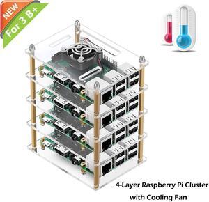 WERLEO Raspberry Pi Cluster Case Raspberry Pi Case with Cooling Fan and Raspberry Pi Heatsink for Raspberry Pi 3 Model B+ Pi 3 B Pi 2 B Pi B+ - 4-Layers