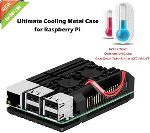 Werleo Raspberry Pi 3 Model B+ Case Raspberry Pi Metal Raspberry Pi 3 Model B Case With Dual Fan Aluminium Alloy Raspberry Pi Fan Heatsink Case for Raspberry Pi 3 B+  and Raspberry Pi 3 B