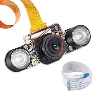 Raspberry Pi 3 B+ Camera Wide Angle 175 Degree Night Vision Camera 5MP OV5647 Video Webcam Built-in IR-Cut Automatically Switching Day Night Vision for Raspberry Pi 3B 3B+ 2B B+ Pi Zero Zero W
