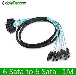 CableDeconn High Speed 6Gbps 6pcs Set Sata 6 SATA Cable SAS Cable for Server 1M