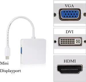 3 in 1 Mini DP DisplayPort to HDMI/DVI/VGA Display Port Cable Adapter for Apple MacBook Pro Air mini iMac