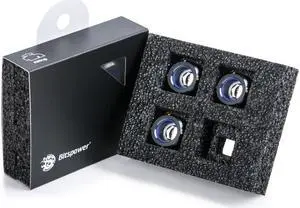 Bitspower G1/4" Advanced Multi-Link Fitting, for 14mm OD Rigid Tubing, Matte Black, 4-pack