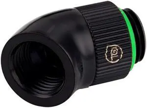 Bitspower Touchaqua G1/4" Rotary 45-Degree Extender Fitting, Glorious Black, 2-pack