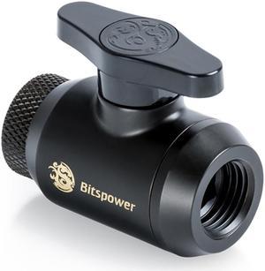 Bitspower Mini Valve with Rotary Inner G1/4" port and Inner G1/4" port, Carbon Black