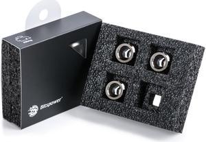 Bitspower G1/4" Advanced Multi-Link Fitting, for 12mm OD Rigid Tubing, Black Sparkle, 4-pack
