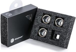 Bitspower G1/4" Advanced Multi-Link Fitting, for 16mm OD Rigid Tubing, Black Sparkle, 4-pack