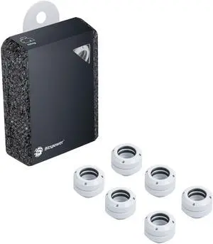 Bitspower G1/4" to Enhance Multi-Link Fitting for 12mm OD Rigid Tubing, Deluxe White, 6-pack