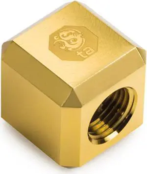 Bitspower Touchaqua G1/4" T-Block Fitting, True Brass, 2-pack
