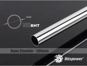 Bitspower None Chamfer Brass Link Tubing, 14mm OD (0.70mm WD), 500mm, Silver Shining